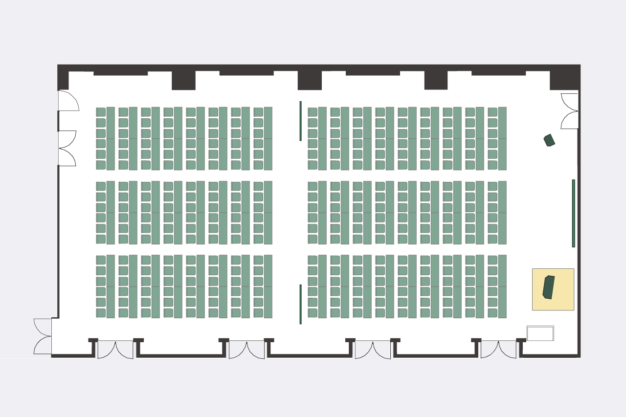 会議室A+B スクール形式(3名掛け)レイアウト図面