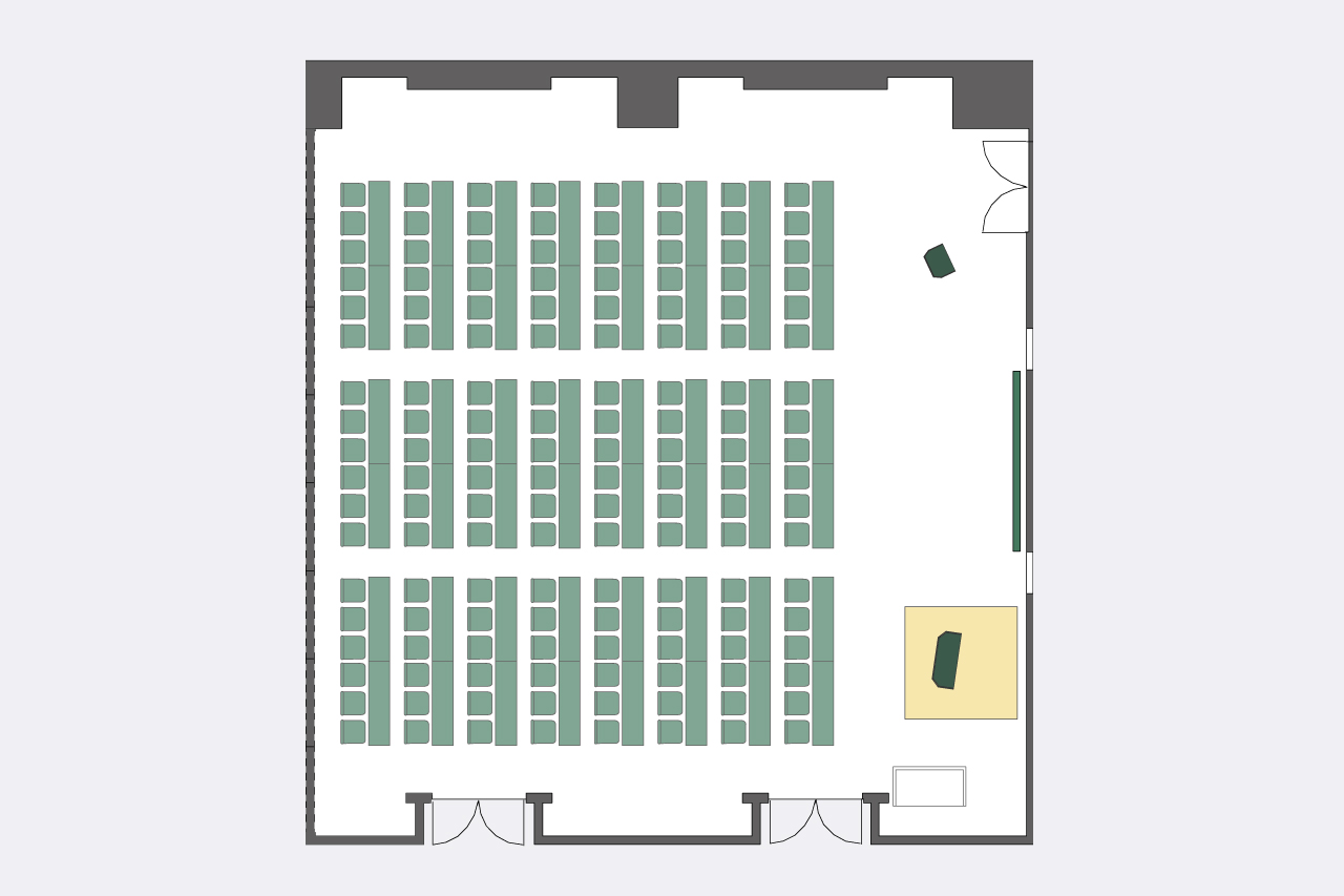 会議室A スクール形式(3名掛け)レイアウト図面